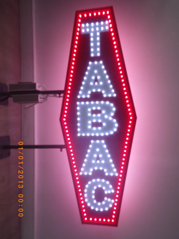 ENSEIGNE LED LUMINEUSE “TABAC” DOUBLE FACE AVEC ANIMATION ET TÉLÉCOMMANDE 110X40CM