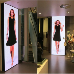 ÉCRAN INTERNE LED P3, HAUTE LUMINOSITÉ, VISIBLE EN PLEIN SOLEIL POUR VITRINE ET INTÉRIEUR 100×100 cm
