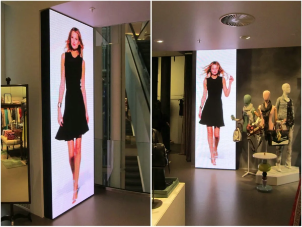 ÉCRAN INTERNE LED P3, HAUTE LUMINOSITÉ, VISIBLE EN PLEIN SOLEIL POUR VITRINE ET INTÉRIEUR 100×100 cm