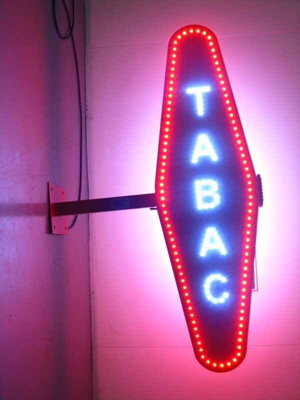 ENSEIGNE LUMINEUSE LED DOUBLE FACE "TABAC" EXTÉRIEURE ANIMÉE AVEC TÉLÉCOMMANDE 90X33 CM