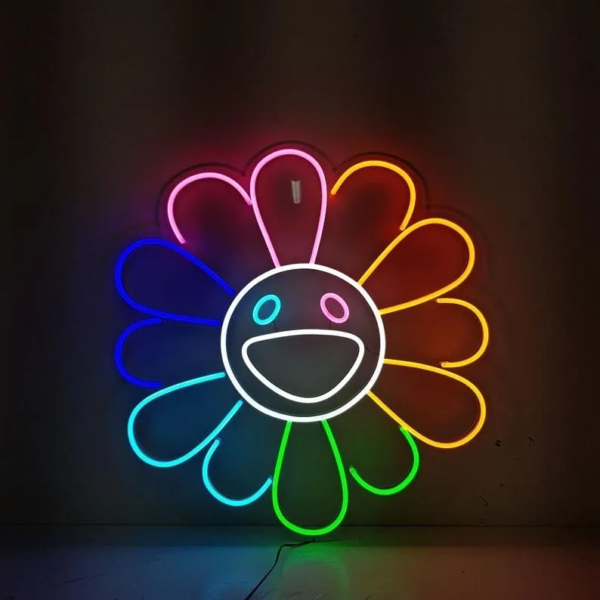 ENSEIGNE LUMINEUSE "FLEUR PAR TAKASHI MURAKAMI" NÉON FLEX PERSONNALISÉE, CHOIX DE TAILLE ET COULEUR, de 38 à 75 cm – Image 4
