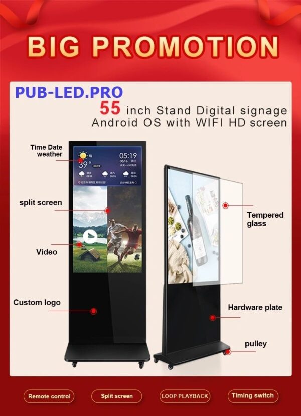 AFFICHAGE DYNAMIQUE LCD 75" ANDROID TACTILE 4K WIFI PUBLICITAIRE – Image 2